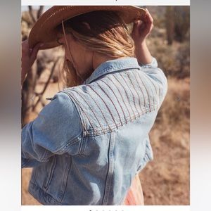 Marine Layer Embroidered Denim Jacket in Light Wash - Medium